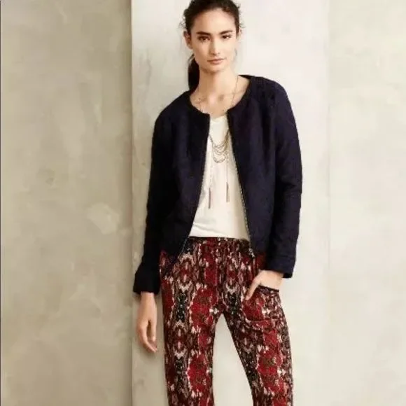 Anthropologie Madeleine Wool Lace  Bomber Jacket - Picture 2 of 12